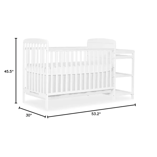 Anna 3-in-1 Full-Size Crib and Changing Table Combo in Steel Grey, Greenguard Gold Certified, Non-Toxic Finishes, Includes 1" Changing Pad, Wooden Nursery Furniture