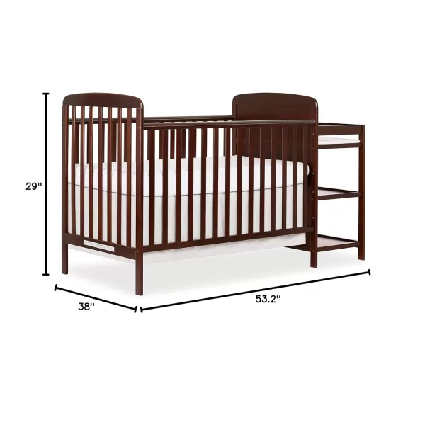 Anna 3-in-1 Full-Size Crib and Changing Table Combo in Steel Grey, Greenguard Gold Certified, Non-Toxic Finishes, Includes 1" Changing Pad, Wooden Nursery Furniture