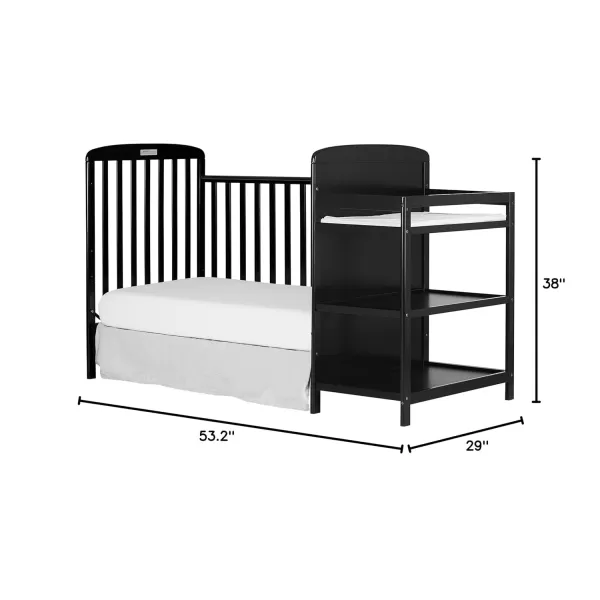 Anna 3-in-1 Full-Size Crib and Changing Table Combo in Steel Grey, Greenguard Gold Certified, Non-Toxic Finishes, Includes 1" Changing Pad, Wooden Nursery Furniture