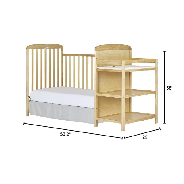 Anna 3-in-1 Full-Size Crib and Changing Table Combo in Steel Grey, Greenguard Gold Certified, Non-Toxic Finishes, Includes 1" Changing Pad, Wooden Nursery Furniture