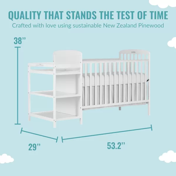 Anna 3-in-1 Full-Size Crib and Changing Table Combo in Steel Grey, Greenguard Gold Certified, Non-Toxic Finishes, Includes 1" Changing Pad, Wooden Nursery Furniture