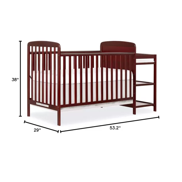 Anna 3-in-1 Full-Size Crib and Changing Table Combo in Steel Grey, Greenguard Gold Certified, Non-Toxic Finishes, Includes 1" Changing Pad, Wooden Nursery Furniture