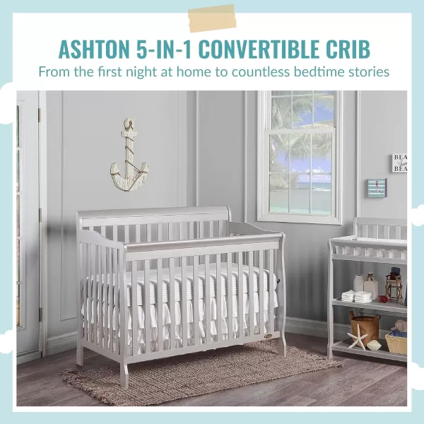 Ashton 4-In-1 Convertible Crib In Natural, Greenguard Gold, JPMA Certified, Non-Toxic Finishes, Features 4 Mattress Height Settings, Made Of Solid Pinewood