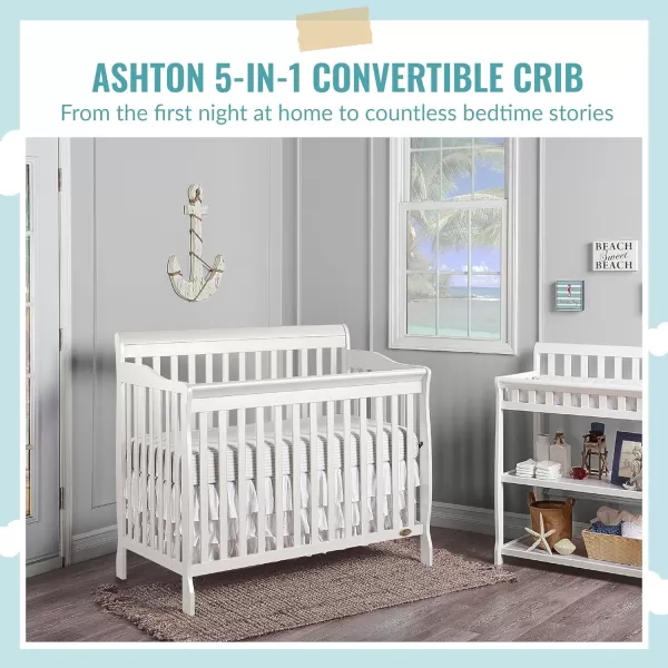 Ashton 4-In-1 Convertible Crib In Natural, Greenguard Gold, JPMA Certified, Non-Toxic Finishes, Features 4 Mattress Height Settings, Made Of Solid Pinewood