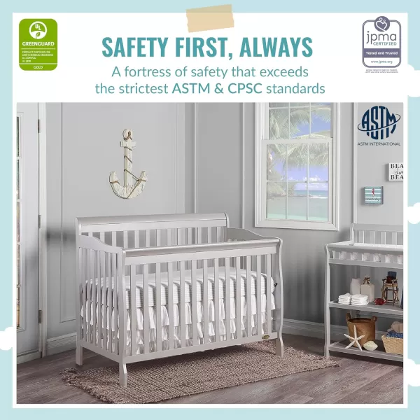 Ashton 4-In-1 Convertible Crib In Natural, Greenguard Gold, JPMA Certified, Non-Toxic Finishes, Features 4 Mattress Height Settings, Made Of Solid Pinewood