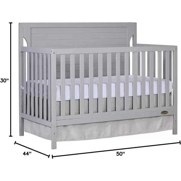 Cape Cod 5-in-1 Convertible Crib in Storm Grey, Greenguard Gold Certified, 55x30x44.5 Inch 