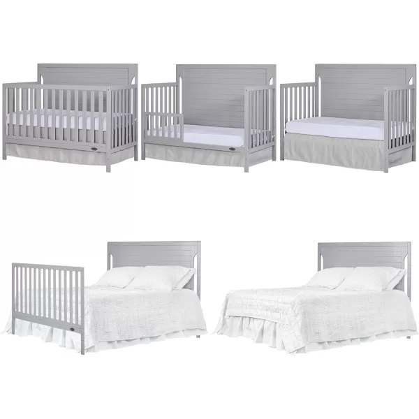 Cape Cod 5-in-1 Convertible Crib in Storm Grey, Greenguard Gold Certified, 55x30x44.5 Inch 