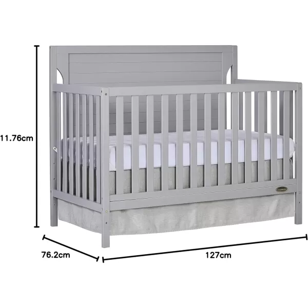 Cape Cod 5-in-1 Convertible Crib in Storm Grey, Greenguard Gold Certified, 55x30x44.5 Inch 