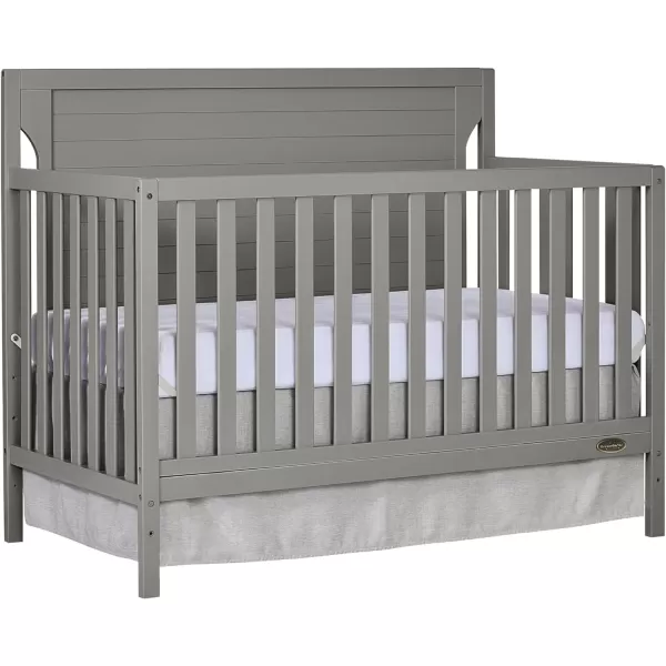 Cape Cod 5-in-1 Convertible Crib in Storm Grey, Greenguard Gold Certified, 55x30x44.5 Inch 