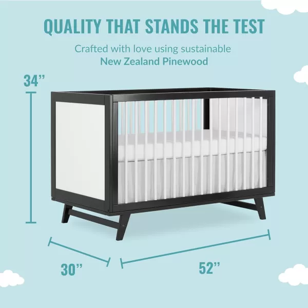 Carter 5-in-1 Full Size Convertible Crib / 3 Mattress Height Settings/JPMA Certified/Made of New Zealand Pinewood/Sturdy Crib Design, Olive &amp; White