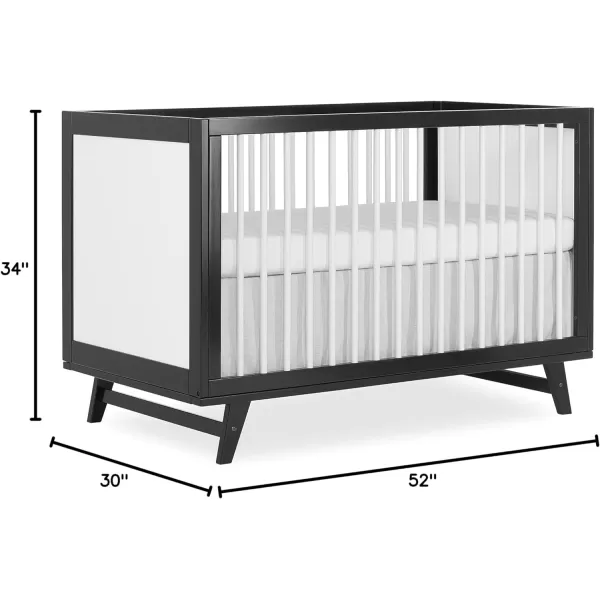 Carter 5-in-1 Full Size Convertible Crib / 3 Mattress Height Settings/JPMA Certified/Made of New Zealand Pinewood/Sturdy Crib Design, Olive &amp; White