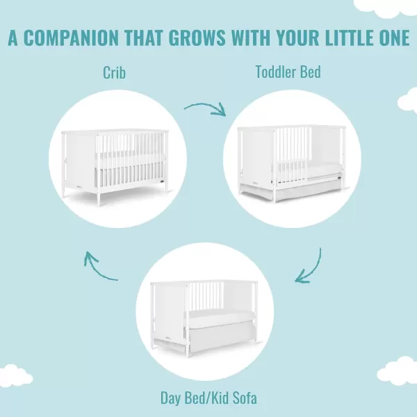 Clover 4-in-1 Modern Island Crib with Rounded Spindles in White, Convertible Crib, Mid-Century Meets Modern, Coordinates with The Clover Changing Counter