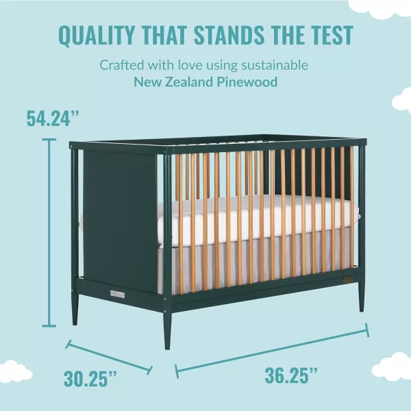 Clover 4-in-1 Modern Island Crib with Rounded Spindles in White, Convertible Crib, Mid-Century Meets Modern, Coordinates with The Clover Changing Counter