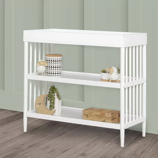 Clover 4-in-1 Modern Island Crib with Rounded Spindles in White, Convertible Crib, Mid-Century Meets Modern, Coordinates with The Clover Changing Counter