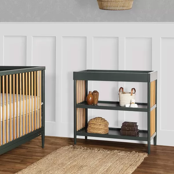 Clover 4-in-1 Modern Island Crib with Rounded Spindles in White, Convertible Crib, Mid-Century Meets Modern, Coordinates with The Clover Changing Counter