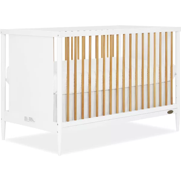 Clover 4-in-1 Modern Island Crib with Rounded Spindles in White, Convertible Crib, Mid-Century Meets Modern, Coordinates with The Clover Changing Counter