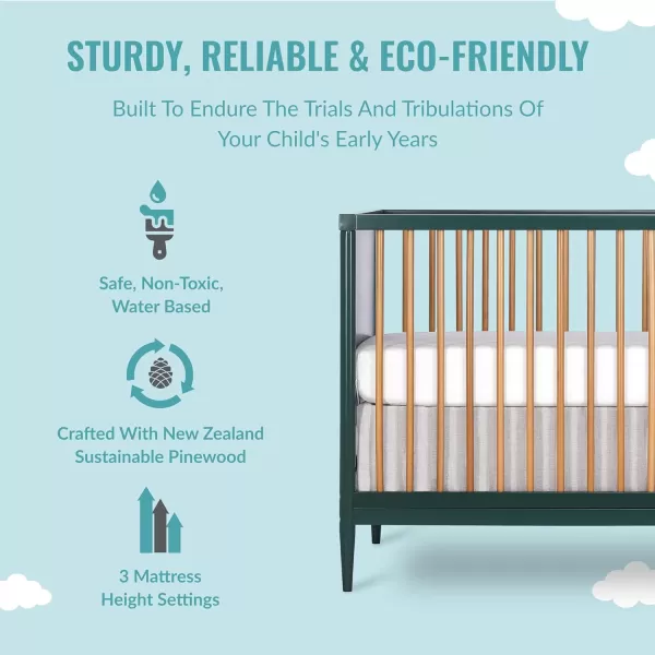 Clover 4-in-1 Modern Island Crib with Rounded Spindles in White, Convertible Crib, Mid-Century Meets Modern, Coordinates with The Clover Changing Counter