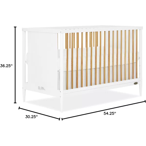 Clover 4-in-1 Modern Island Crib with Rounded Spindles in White, Convertible Crib, Mid-Century Meets Modern, Coordinates with The Clover Changing Counter