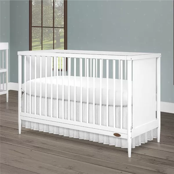 Clover 4-in-1 Modern Island Crib with Rounded Spindles in White, Convertible Crib, Mid-Century Meets Modern, Coordinates with The Clover Changing Counter