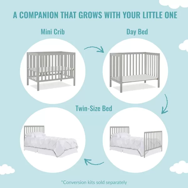 Dream On Me, Edgewood 4-in-1 Convertible Mini Crib, Cool Grey , 40x25x33 Inch 