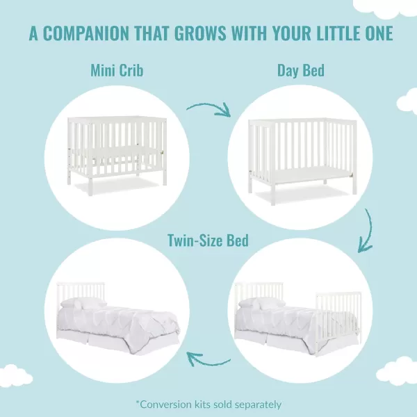 Dream On Me, Edgewood 4-in-1 Convertible Mini Crib, Cool Grey , 40x25x33 Inch 