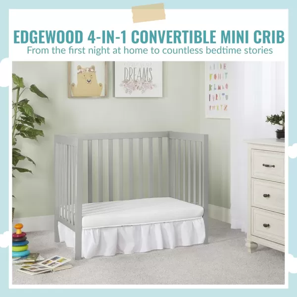 Dream On Me, Edgewood 4-in-1 Convertible Mini Crib, Cool Grey , 40x25x33 Inch 