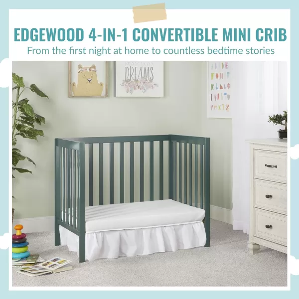 Dream On Me, Edgewood 4-in-1 Convertible Mini Crib, Cool Grey , 40x25x33 Inch 