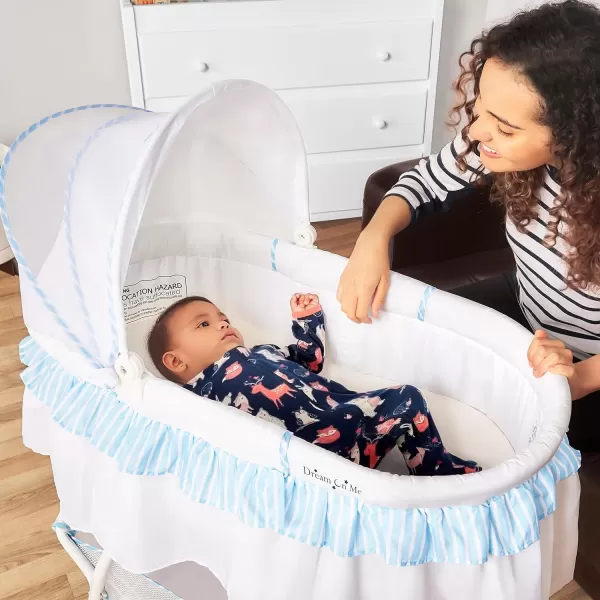 Dream On Me Lacy Portable 2-in-1 Bassinet &amp; Cradle in Light Grey, Lightweight Baby Bassinet with Storage Basket, Adjustable and Removable Canopy