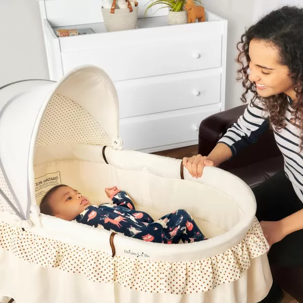 Dream On Me Lacy Portable 2-in-1 Bassinet &amp; Cradle in Light Grey, Lightweight Baby Bassinet with Storage Basket, Adjustable and Removable Canopy