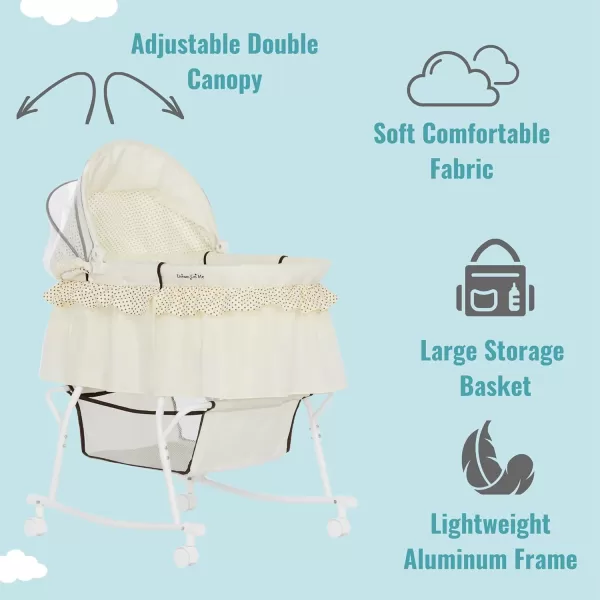 Dream On Me Lacy Portable 2-in-1 Bassinet &amp; Cradle in Light Grey, Lightweight Baby Bassinet with Storage Basket, Adjustable and Removable Canopy