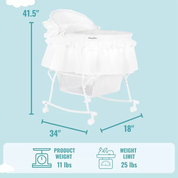 Dream On Me Lacy Portable 2-in-1 Bassinet &amp; Cradle in Light Grey, Lightweight Baby Bassinet with Storage Basket, Adjustable and Removable Canopy