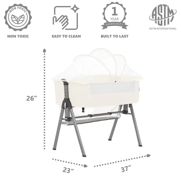 Dream On Me Lotus Bassinet and Bedside Sleeper in Blue, Lightweight and Portable Baby Bassinet, Adjustable Height Position, Easy to Fold and Carry Travel Bassinet- Carry Bag Included