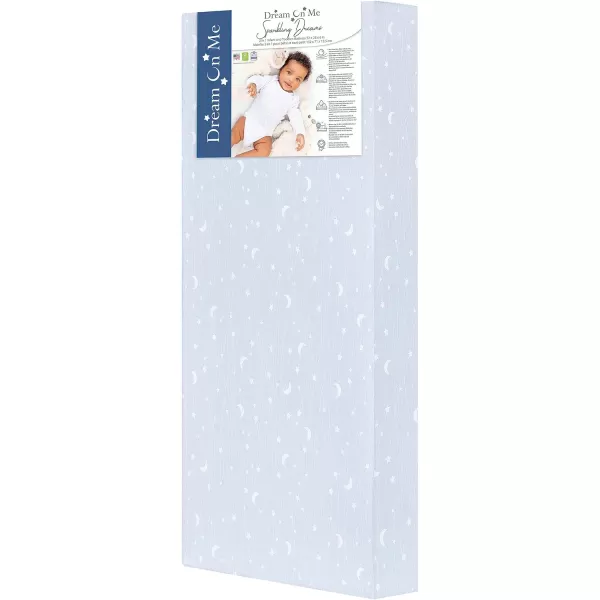 Dream On Me Sparkling Dreams 2 in 1 Crib and Toddler Mattress, Grey Waterproof Vinyl Cover, Greenguard Gold and JPMA Certified, Copper-Infused Toddler Layer, Maximum Support and Safety