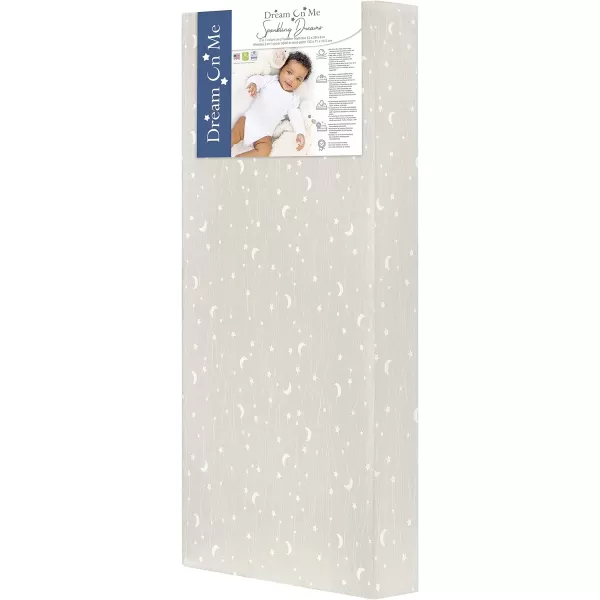 Dream On Me Sparkling Dreams 2 in 1 Crib and Toddler Mattress, Grey Waterproof Vinyl Cover, Greenguard Gold and JPMA Certified, Copper-Infused Toddler Layer, Maximum Support and Safety