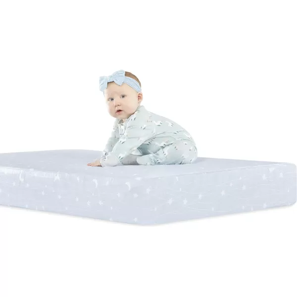 Dream On Me Sparkling Dreams 2 in 1 Crib and Toddler Mattress, Grey Waterproof Vinyl Cover, Greenguard Gold and JPMA Certified, Copper-Infused Toddler Layer, Maximum Support and Safety