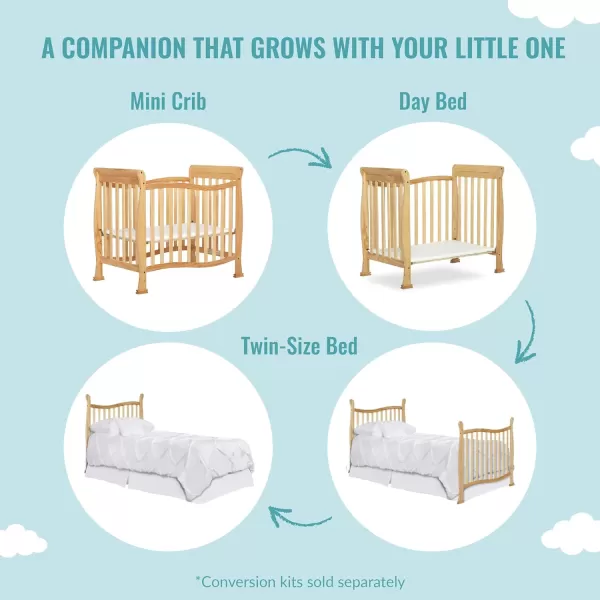 Dream On Me Violet 4-In-1 Convertible Mini Crib In Espresso, Greenguard Gold Certified, JPMA Certified, 3 Position Mattress Height Settings, Non-Toxic Finish