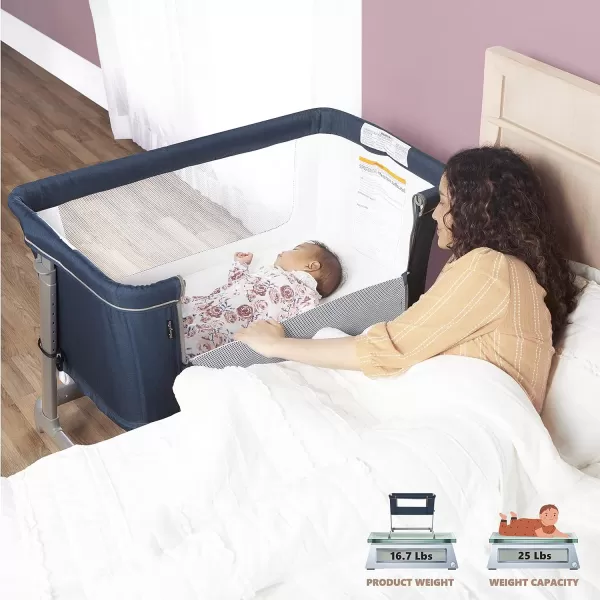 Dream On Me Waves 3-in-1 Baby Bassinet, Bedside Sleeper and -Playard, Seven Adjustable Height Position, Lightweight and Portable Bedside Bassinet, JPMA Certified