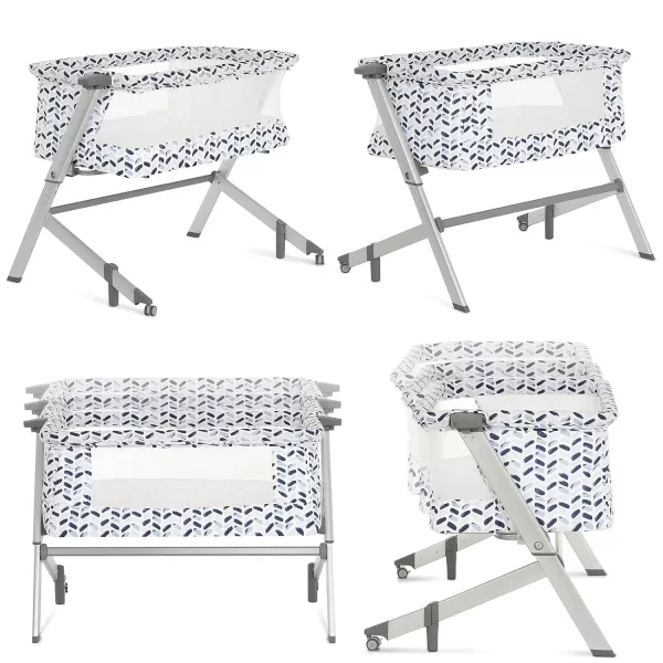 Flora Baby Bassinet in Confetti Blue, Lightweight and Portable Travel Bassinet with Carry Bag, Five Adjustable Height Position, Mattress Pad Included