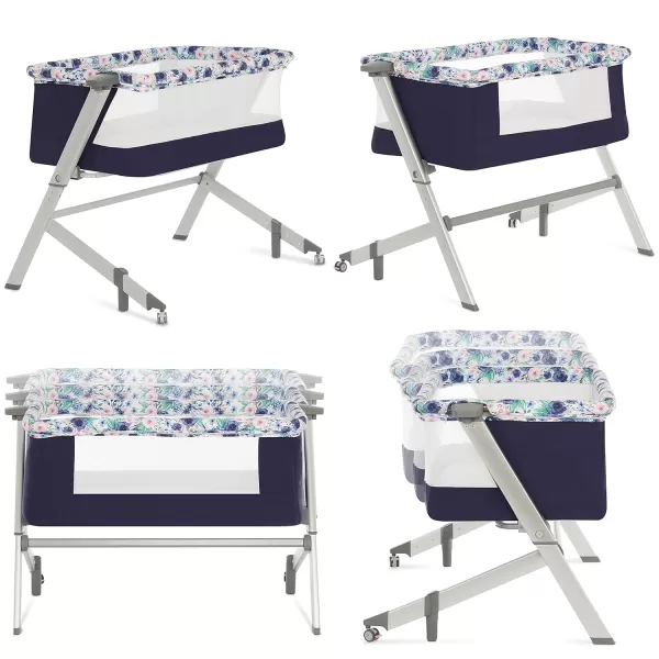 Flora Baby Bassinet in Confetti Blue, Lightweight and Portable Travel Bassinet with Carry Bag, Five Adjustable Height Position, Mattress Pad Included