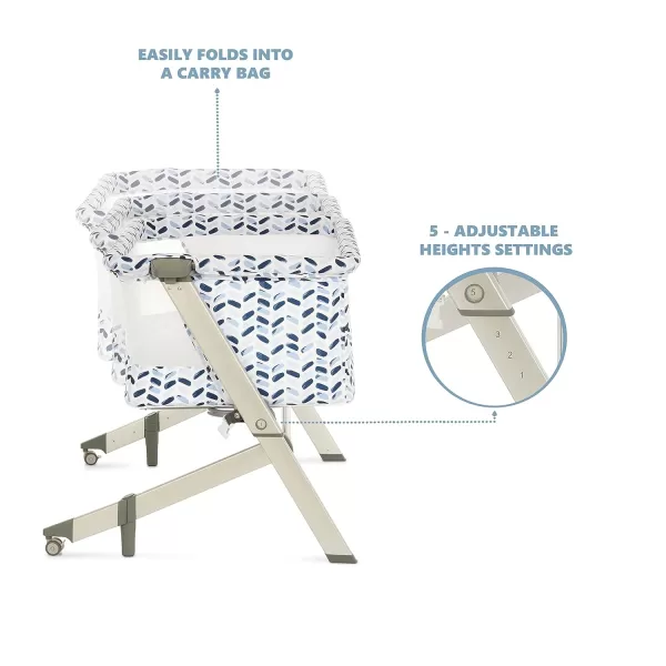 Flora Baby Bassinet in Confetti Blue, Lightweight and Portable Travel Bassinet with Carry Bag, Five Adjustable Height Position, Mattress Pad Included