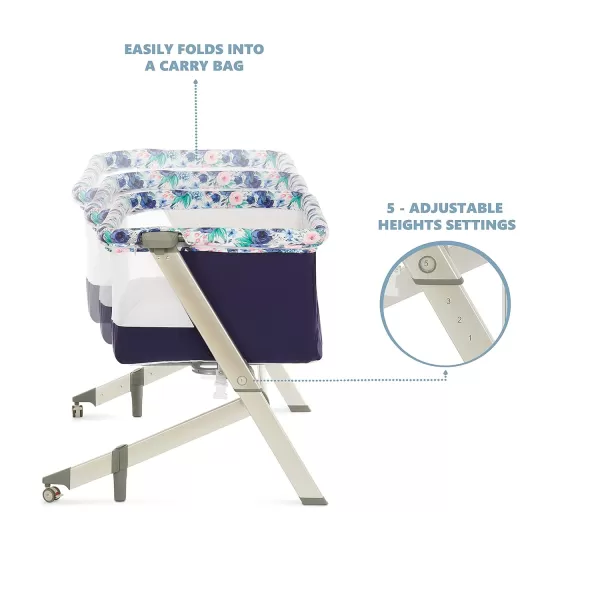 Flora Baby Bassinet in Confetti Blue, Lightweight and Portable Travel Bassinet with Carry Bag, Five Adjustable Height Position, Mattress Pad Included