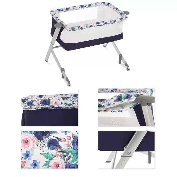 Flora Baby Bassinet in Confetti Blue, Lightweight and Portable Travel Bassinet with Carry Bag, Five Adjustable Height Position, Mattress Pad Included