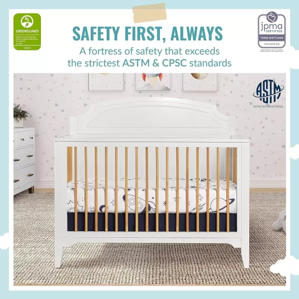 JPMA &amp; Greenguard Gold Certified Milton 5-in-1 Convertible Crib Made with Sustainable New Zealand Pinewood in Pebble Grey, Non-Toxic Finish