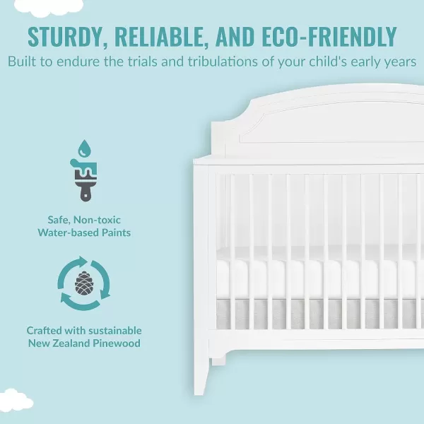 JPMA &amp; Greenguard Gold Certified Milton 5-in-1 Convertible Crib Made with Sustainable New Zealand Pinewood in Pebble Grey, Non-Toxic Finish