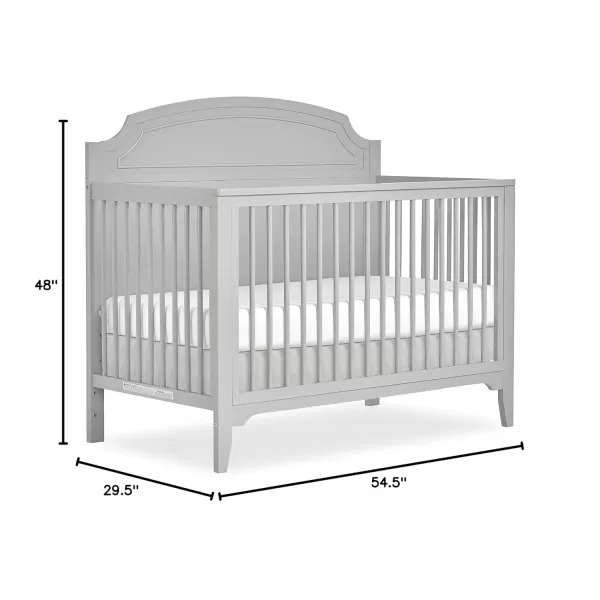 JPMA &amp; Greenguard Gold Certified Milton 5-in-1 Convertible Crib Made with Sustainable New Zealand Pinewood in Pebble Grey, Non-Toxic Finish