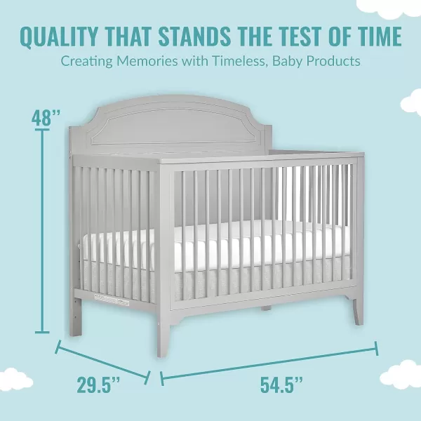 JPMA &amp; Greenguard Gold Certified Milton 5-in-1 Convertible Crib Made with Sustainable New Zealand Pinewood in Pebble Grey, Non-Toxic Finish