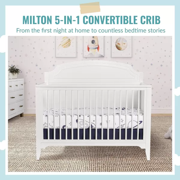 JPMA &amp; Greenguard Gold Certified Milton 5-in-1 Convertible Crib Made with Sustainable New Zealand Pinewood in Pebble Grey, Non-Toxic Finish