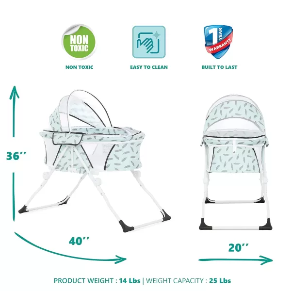 Karley Plus Baby Bassinet, Lightweight Compact Portable Bassinet, Easy and Quick Fold with Removable Double Canopy, Breathable Mesh Design, Ice Black