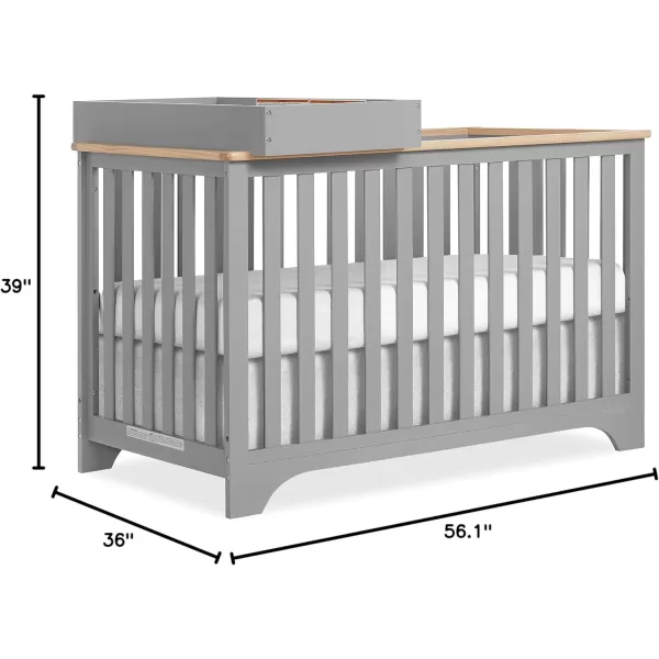 Orion 5-in-1 Convertible Crib with Removable Changing Tray in Pebble Grey Vintage, JPMA &amp; Greenguard Gold Certified, Made of Sustainable New Zealand Pinewood