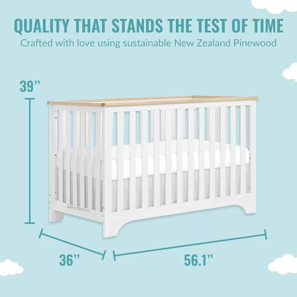 Orion 5-in-1 Convertible Crib with Removable Changing Tray in Pebble Grey Vintage, JPMA &amp; Greenguard Gold Certified, Made of Sustainable New Zealand Pinewood